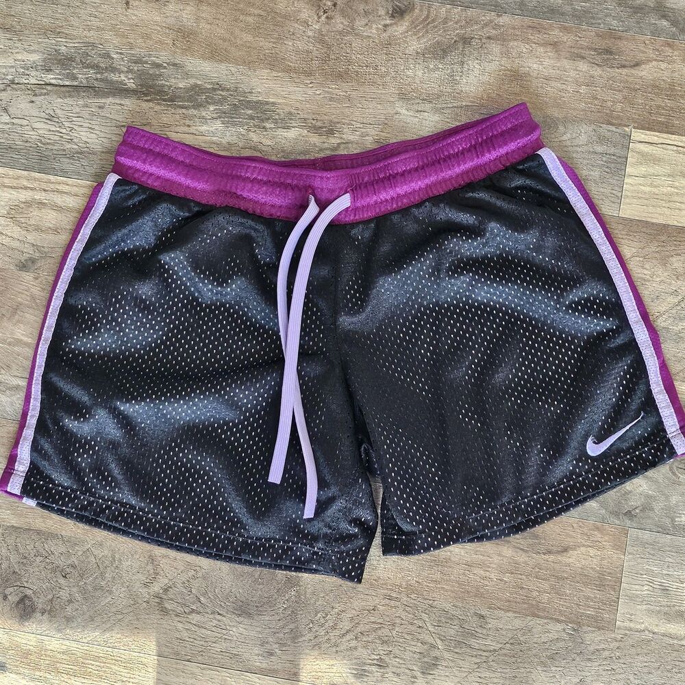 Vintage Dri-FIT Shiny Mesh Basketball Shorts Black Pink Blokecore Womens S